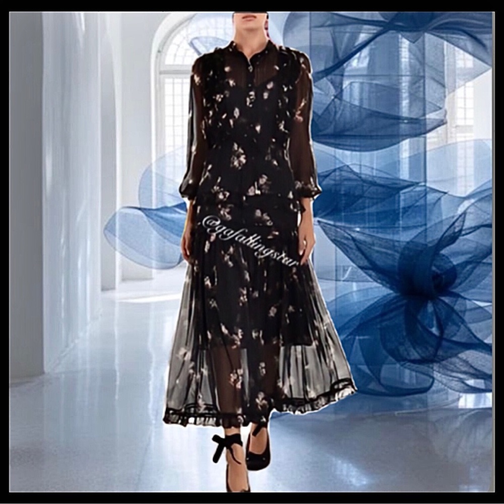 Beltaine Tatiana Velvet Trimmed Floral Maxi Dress